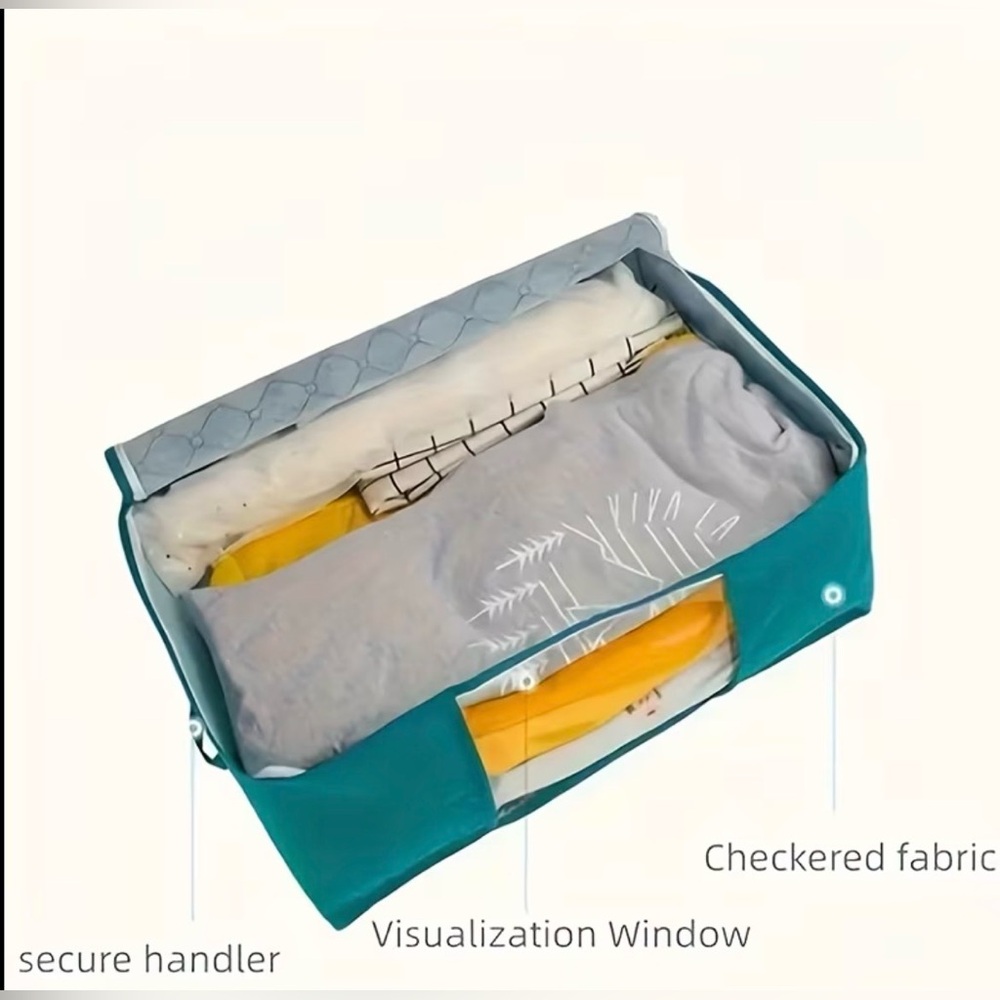 Teal Storage Bag with Zipper Closure NWOT - Picture 2 of 3
